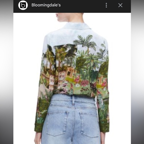 Alice + Olivia Willa Silk Blouse - Tropical Print Shirt - Picture 2 of 4